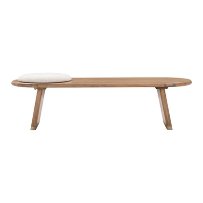 Jula Cognac Acacia Bench with Boucle Seat