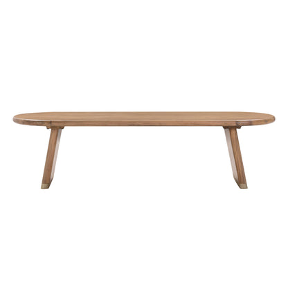 Jula Cognac Acacia Bench with Boucle Seat