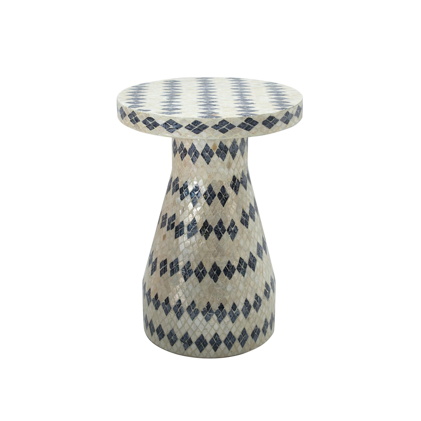 dunes cream & blue checkered shell side table