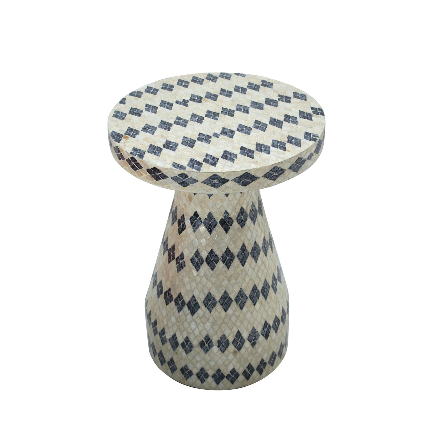 dunes cream & blue checkered shell side table