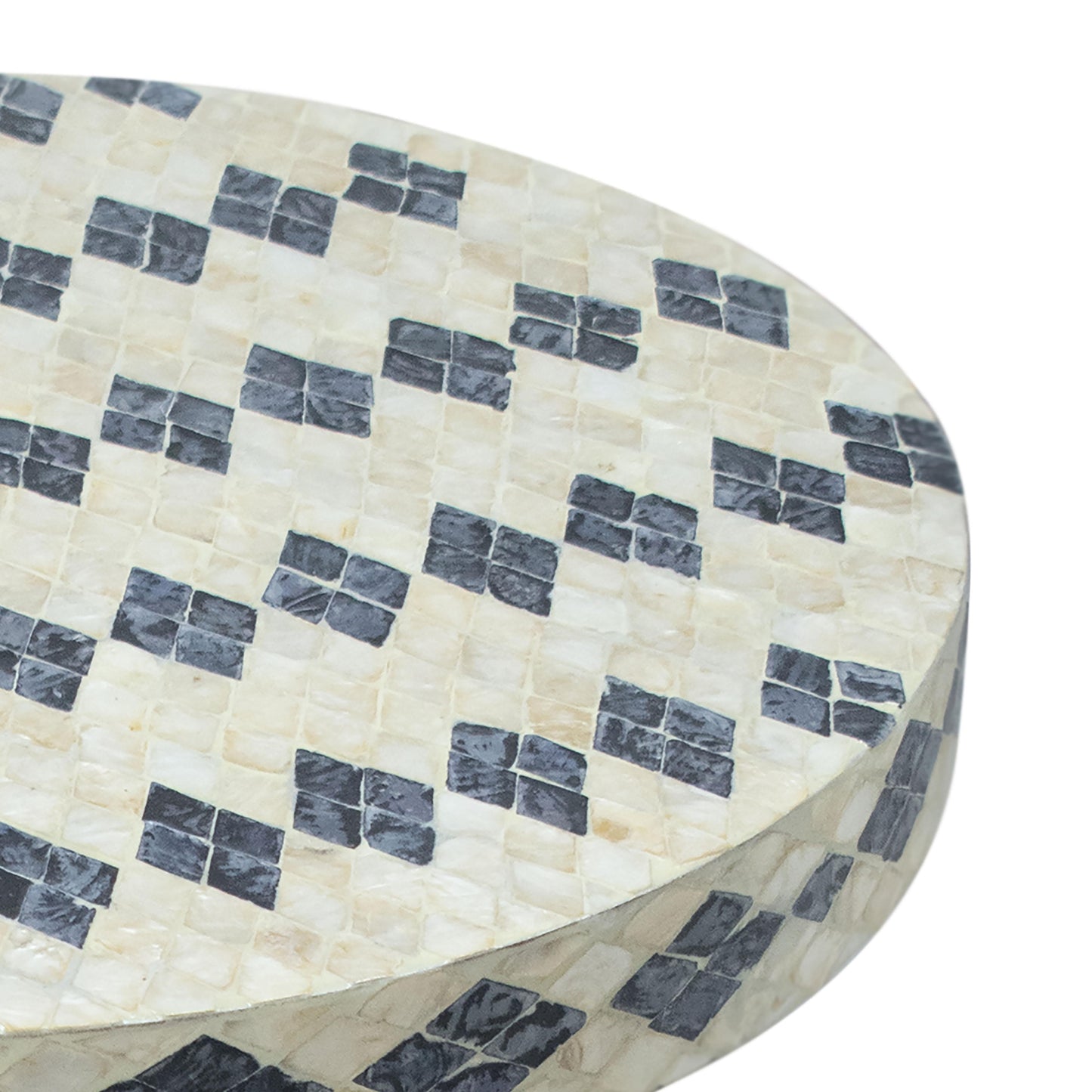 dunes cream & blue checkered shell side table