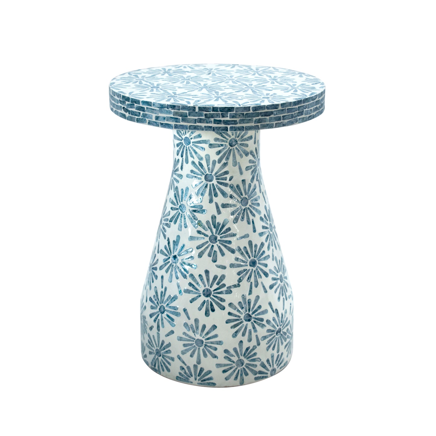 dunes blue floral shell side table