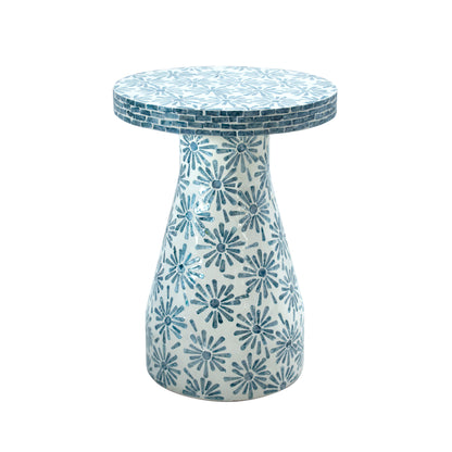 Dunes Blue Floral Shell Side Table