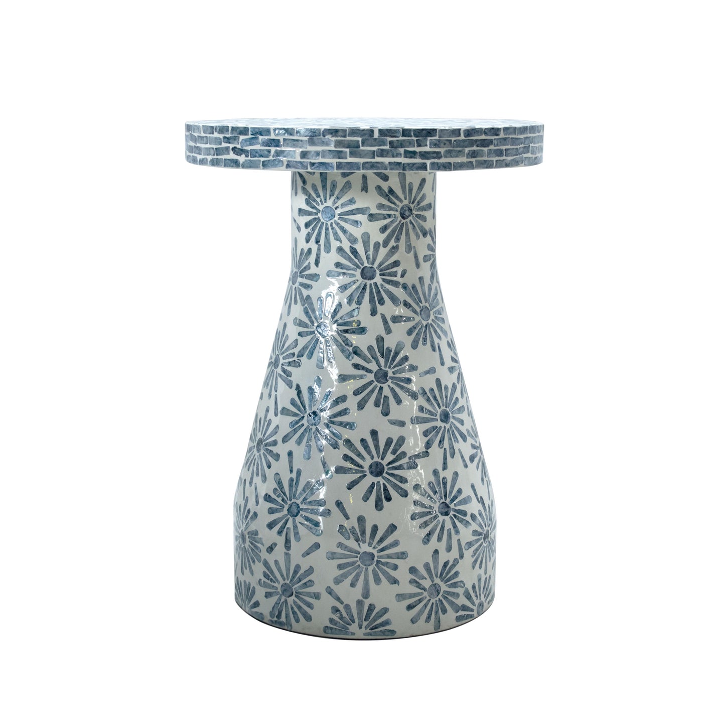 dunes blue floral shell side table