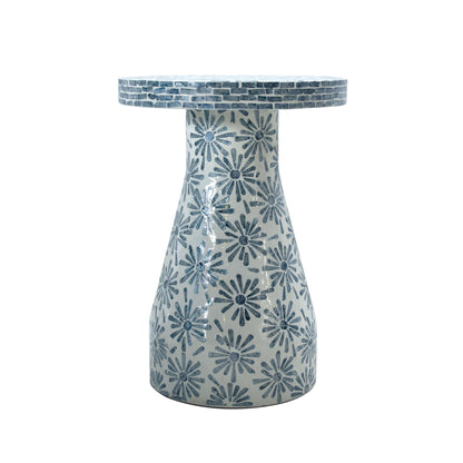 Dunes Blue Floral Shell Side Table