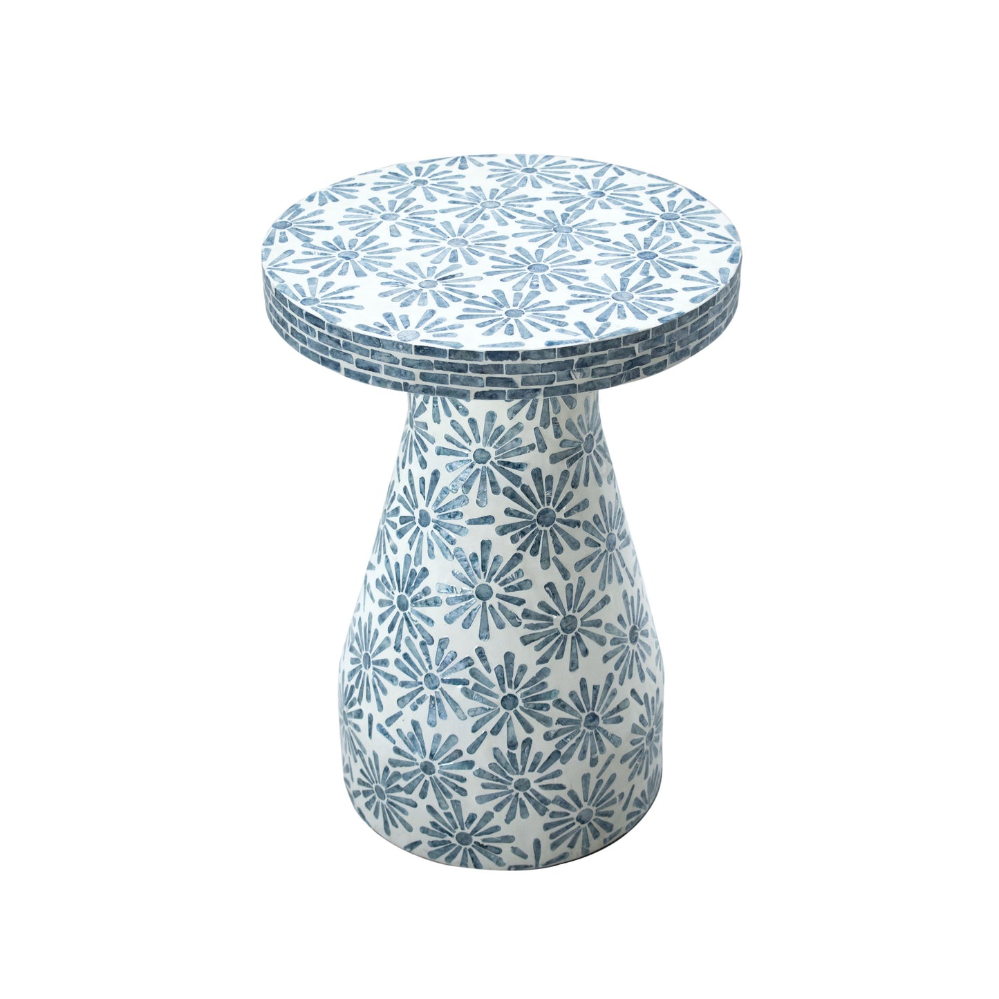 dunes blue floral shell side table