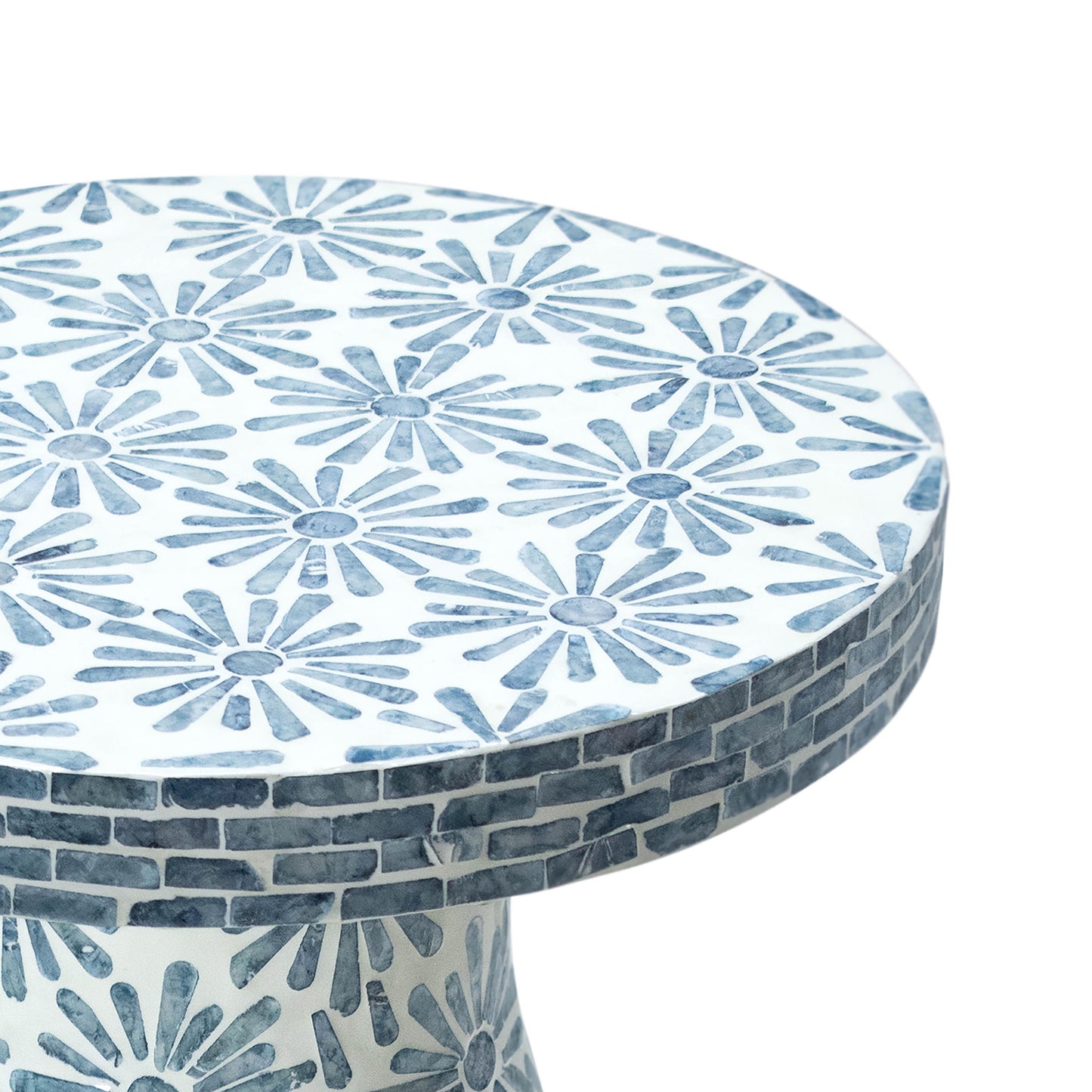 dunes blue floral shell side table