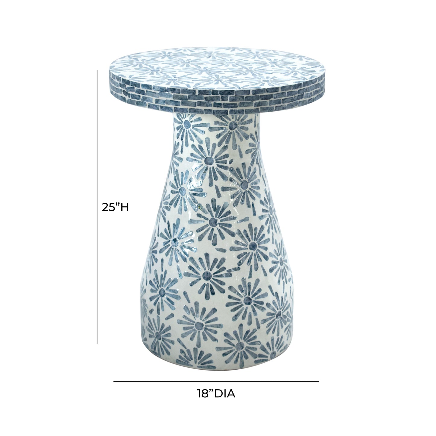 dunes blue floral shell side table