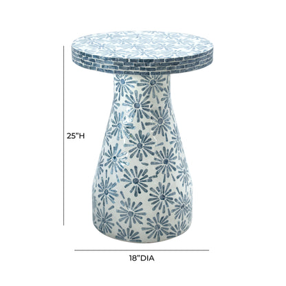 Dunes Blue Floral Shell Side Table