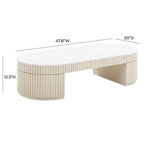 Grey Cream Oval Coffee Table