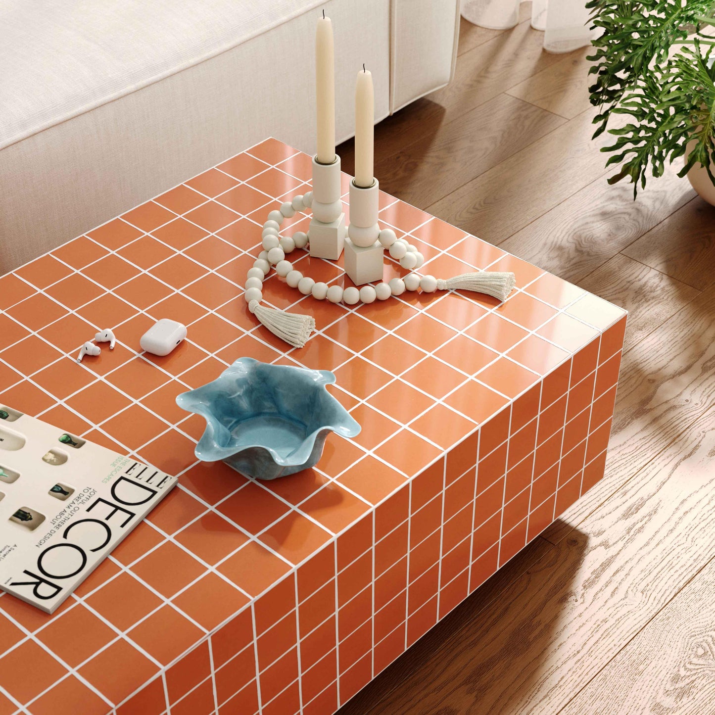 eva brick orange tile indoor / outdoor coffee table