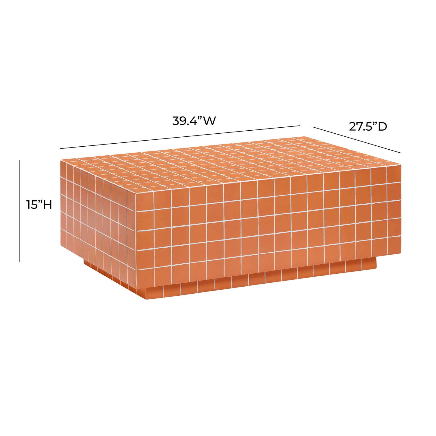 eva brick orange tile indoor / outdoor coffee table