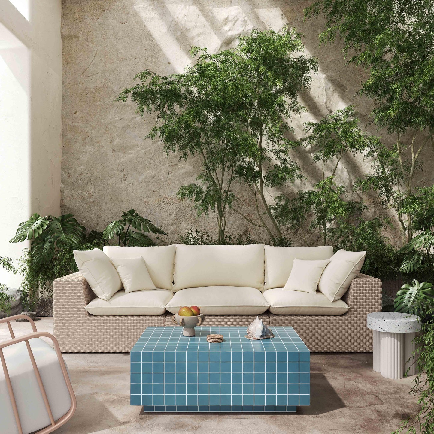 eva blue tile indoor / outdoor coffee table