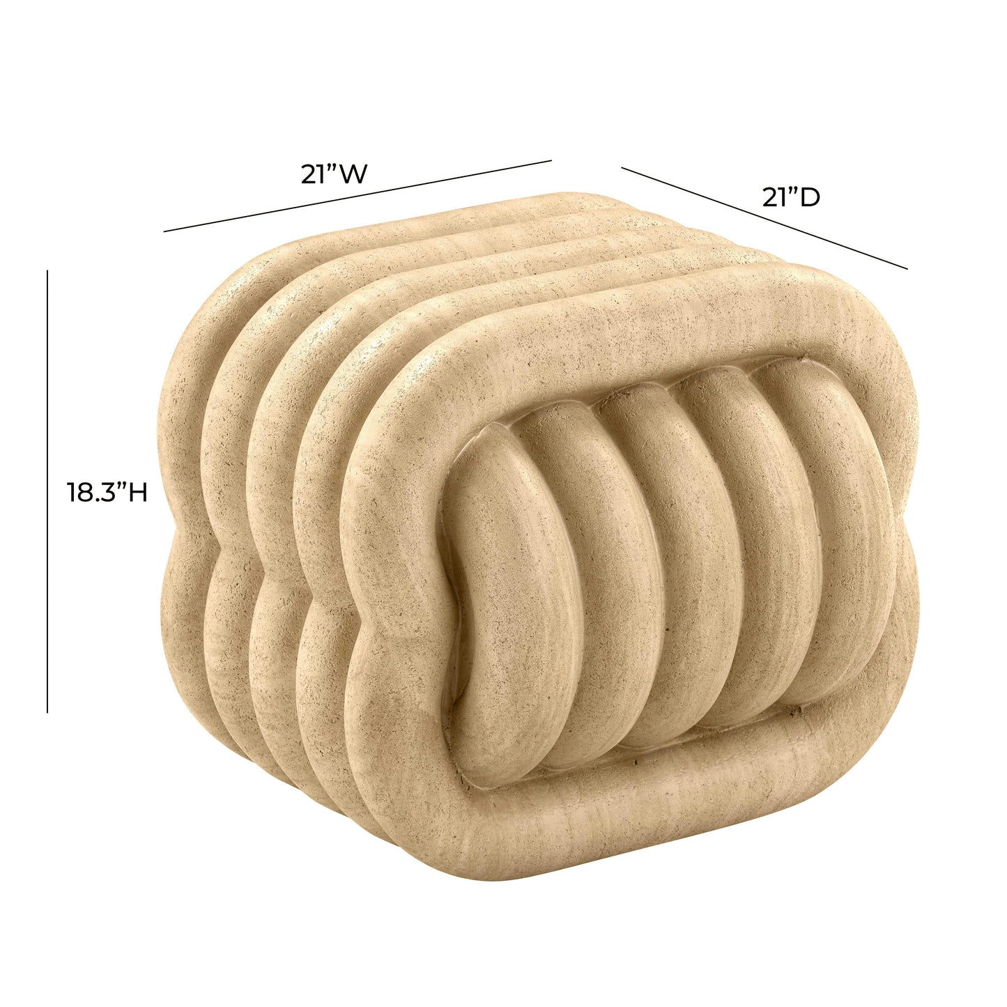 gotham knot faux travertine indoor / outdoor accent stool