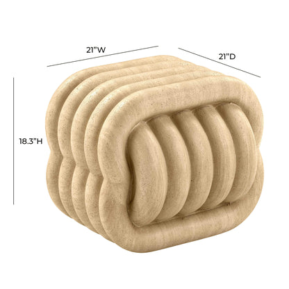 Gotham Knot Faux Travertine Indoor / Outdoor Accent Stool