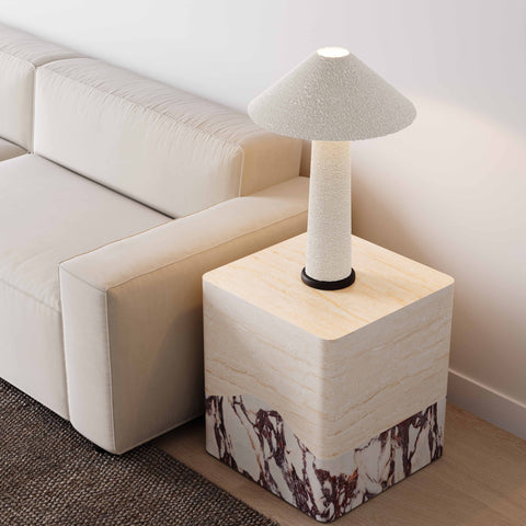 Colette Castaigne Faux Travertine &amp; Breccia Concrete Indoor/Outdoor Side Table - image 2