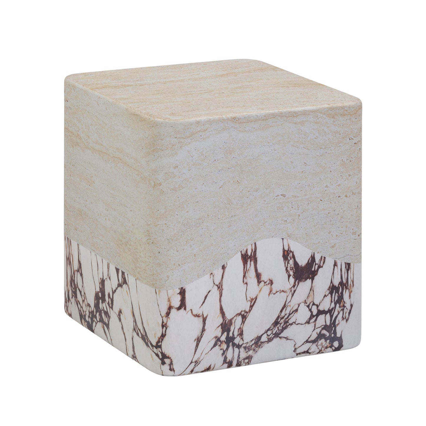 circe travertine & breccia concrete indoor / outdoor side table