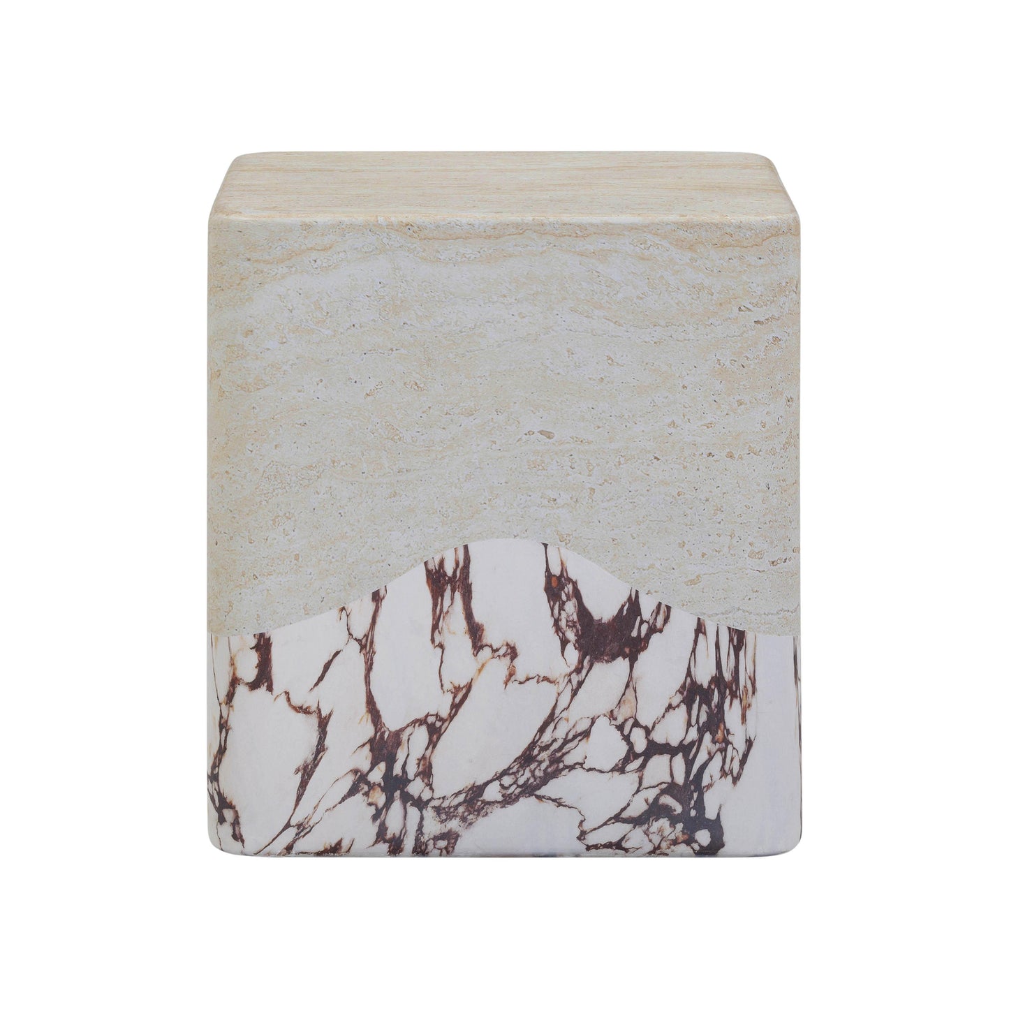 circe travertine & breccia concrete indoor / outdoor side table