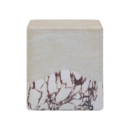 Circe Travertine & Breccia Concrete Indoor / Outdoor Side Table