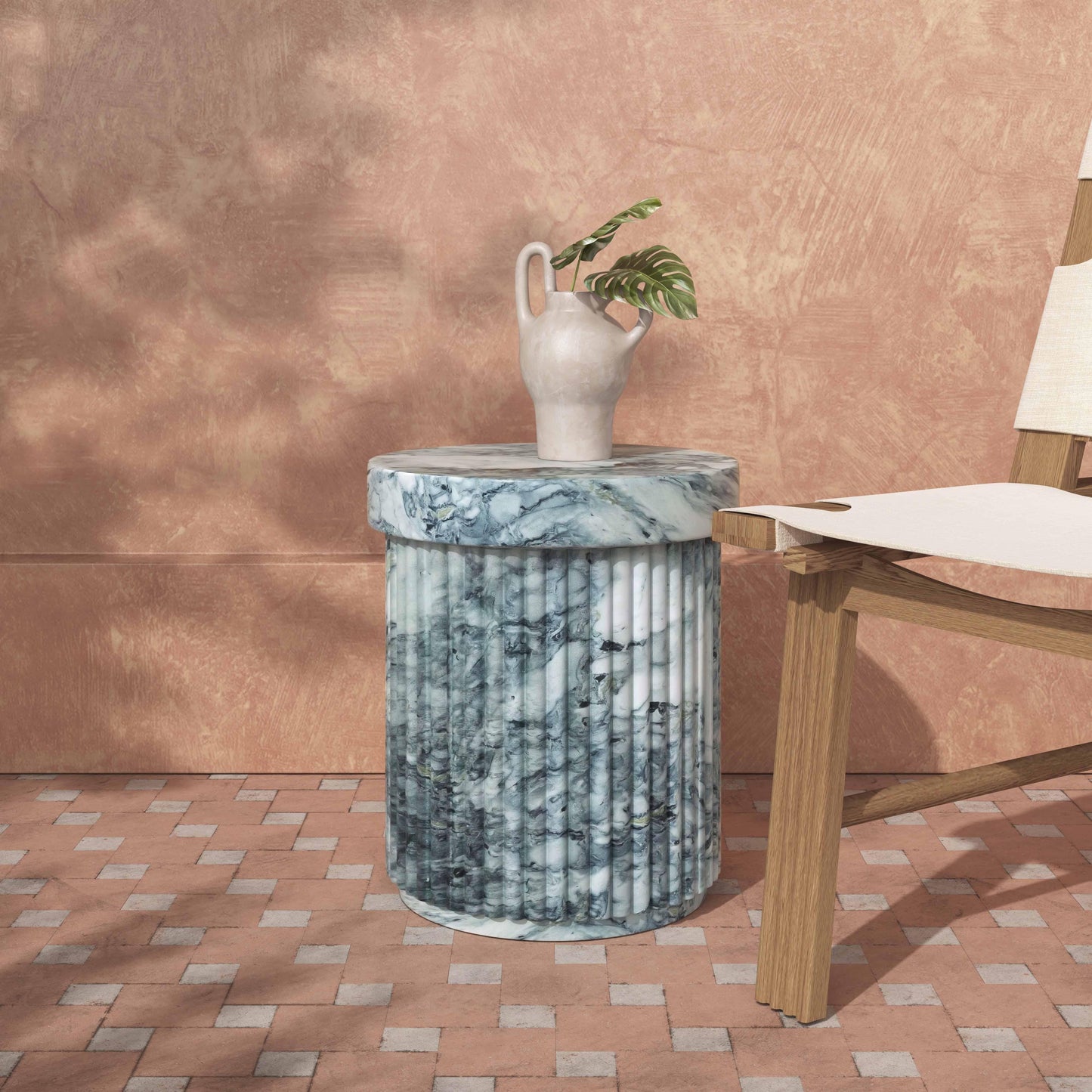 calliope marble pattern concrete indoor / outdoor side table