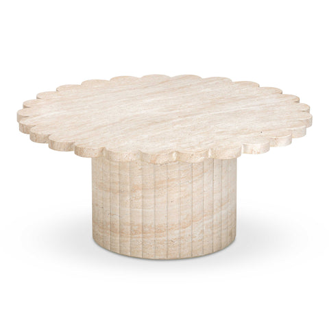 Estelle Capri 36" Washed Faux Travertine Finish Indoor/Outdoor Round Coffee Table - image 3