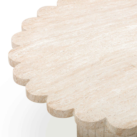 Estelle Capri 36" Washed Faux Travertine Finish Indoor/Outdoor Round Coffee Table - image 6
