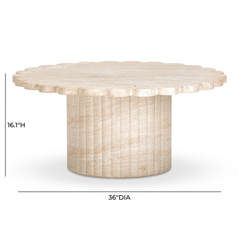 Estelle Capri 36" Washed Faux Travertine Finish Indoor/Outdoor Round Coffee Table - image 7