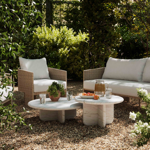 Estelle Marais Faux Marble Indoor/Outdoor Round Coffee Table (24"-32") - image 2