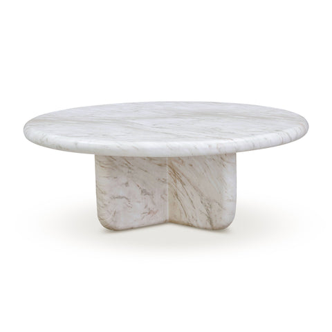 Estelle Marais Faux Marble Indoor/Outdoor Round Coffee Table (24"-32") - image 3