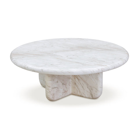 Estelle Marais Faux Marble Indoor/Outdoor Round Coffee Table (24"-32") - image 5