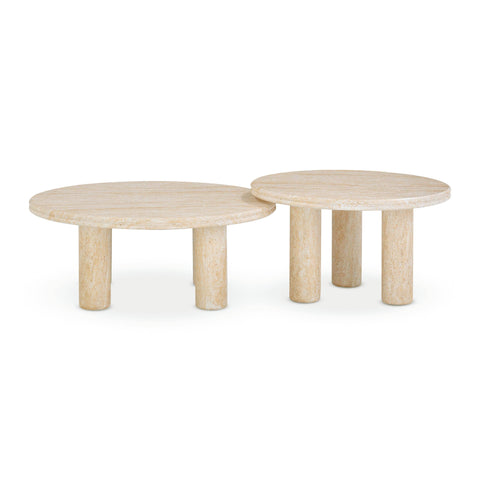 Celeste Bellamy 2-Piece Faux Travertine Indoor/Outdoor Nesting Accent Table Set - image 3