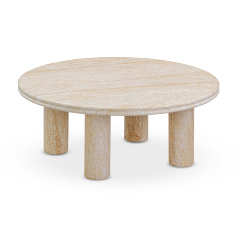 Celeste Bellamy Faux Travertine Indoor/Outdoor Round Accent Table (26"-32") - image 3