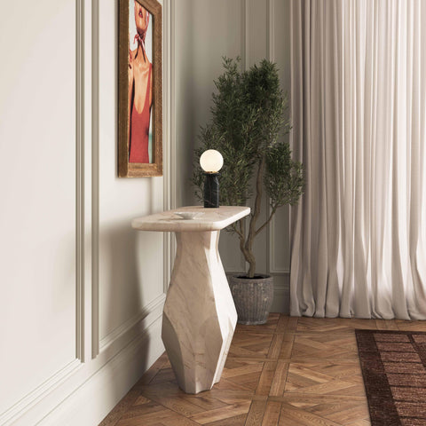 Noemie Fontaine 54" Faux Marble Indoor/Outdoor Long Console Table - image 2