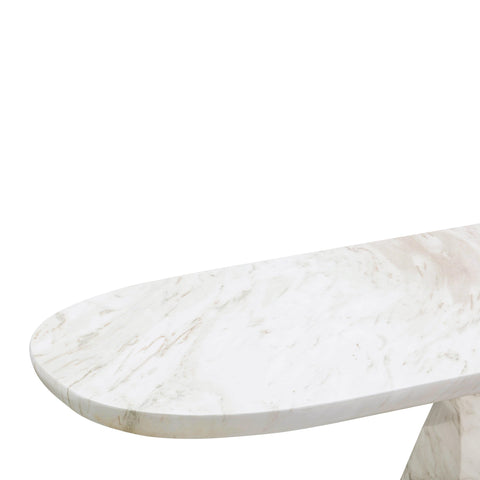 Noemie Fontaine 54" Faux Marble Indoor/Outdoor Long Console Table - image 6