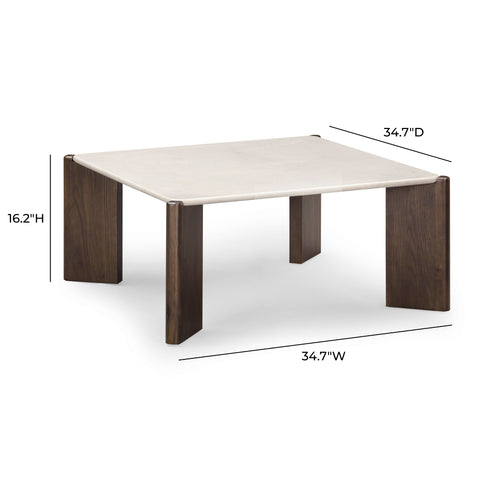 Lucienne Savoy 33.5" Cream Quartz Square Coffee Table - image 5