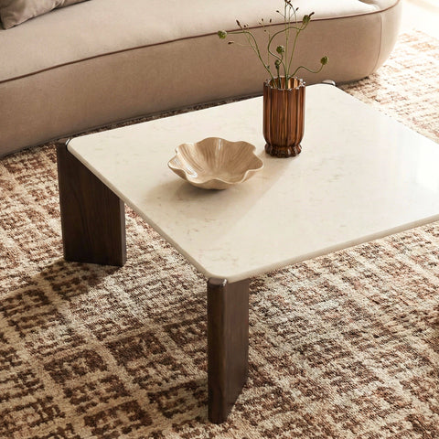 Lucienne Savoy 33.5" Cream Quartz Square Coffee Table - image 2