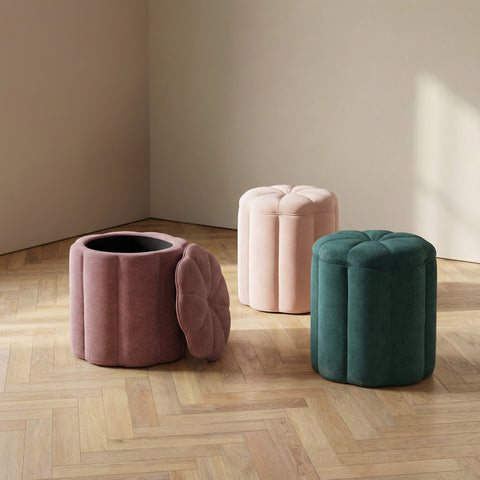 Ines Garda Textured Performance Velvet Storage Ottoman - image 2