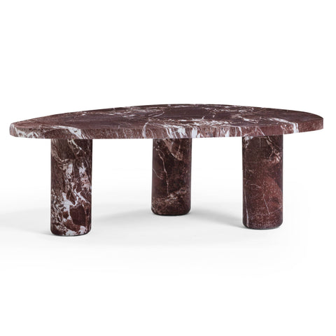 Juliette Monaco Faux Red Levanto Marble Indoor/Outdoor Coffee Table (36"-48") - image 1