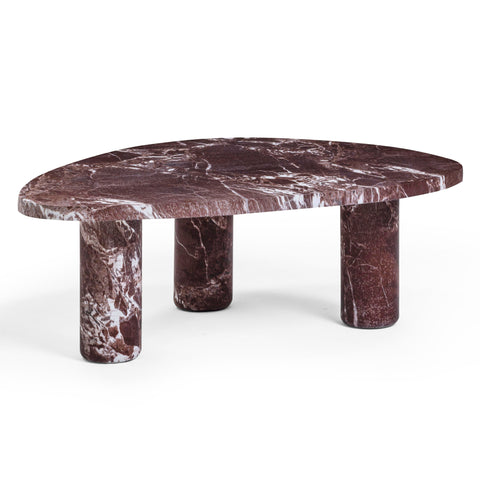Juliette Monaco Faux Red Levanto Marble Indoor/Outdoor Coffee Table (36"-48") - image 3