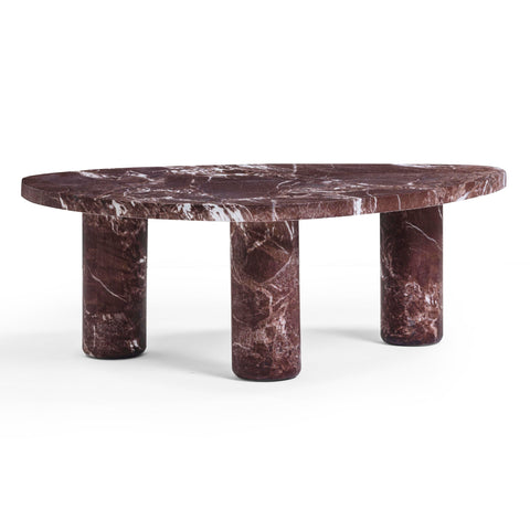 Juliette Monaco Faux Red Levanto Marble Indoor/Outdoor Coffee Table (36"-48") - image 4