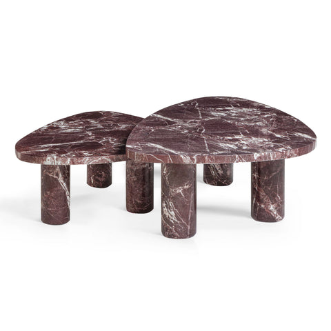 Juliette Monaco 2-Piece Faux Red Levanto Marble Indoor/Outdoor Nesting Coffee Table Set - image 3