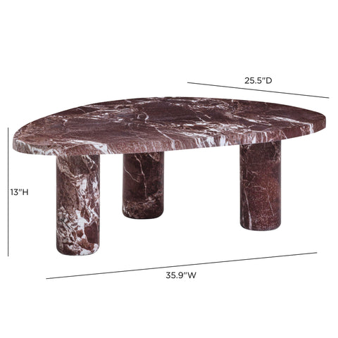 Juliette Monaco Faux Red Levanto Marble Indoor/Outdoor Coffee Table (36"-48") - image 8