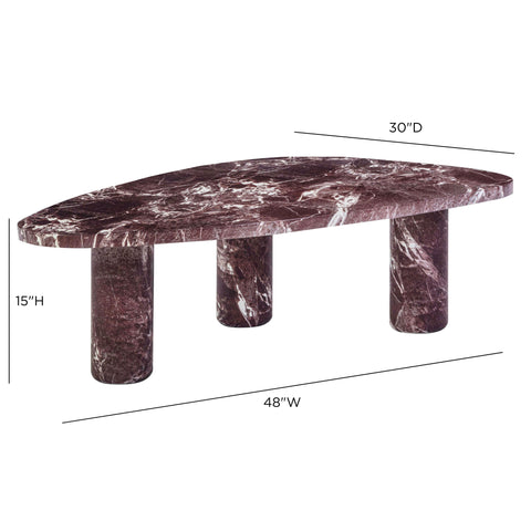 Juliette Monaco Faux Red Levanto Marble Indoor/Outdoor Coffee Table (36"-48") - image 8