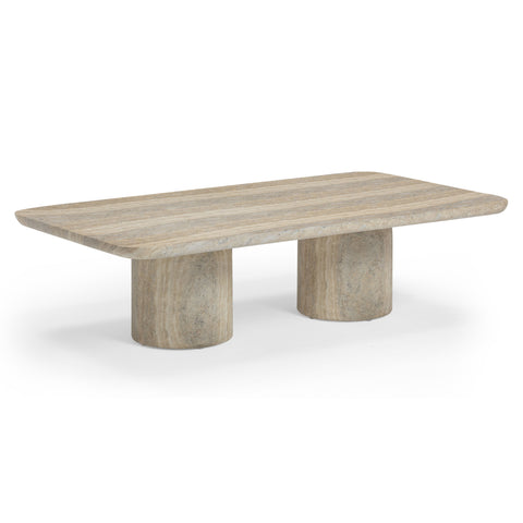 Celeste Versailles 55" Faux Travertine Indoor/Outdoor Concrete Rectangular Coffee Table - image 3
