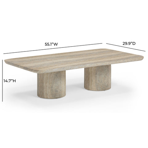 Celeste Versailles 55" Faux Travertine Indoor/Outdoor Concrete Rectangular Coffee Table - image 8