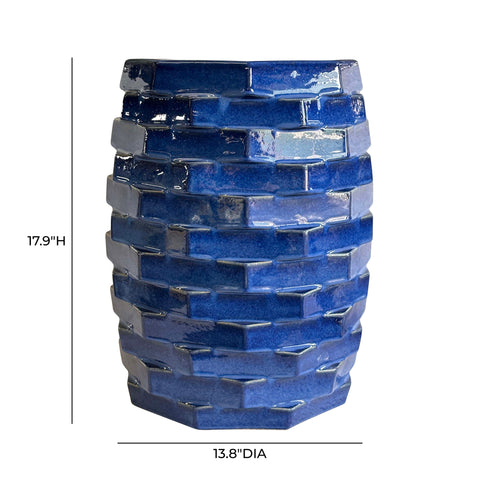 Solene Verona Azul Blue Indoor/Outdoor Ceramic Side Table - image 4