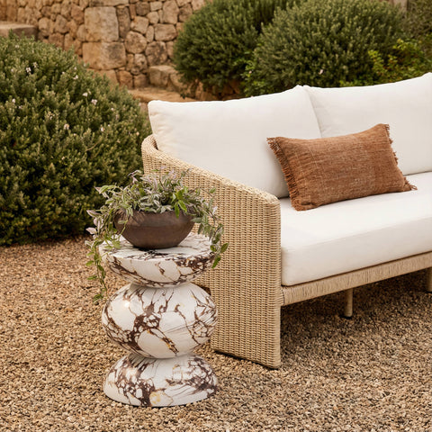 Celeste Rivoli Red Faux Marble Indoor/Outdoor Concrete Side Table - image 2