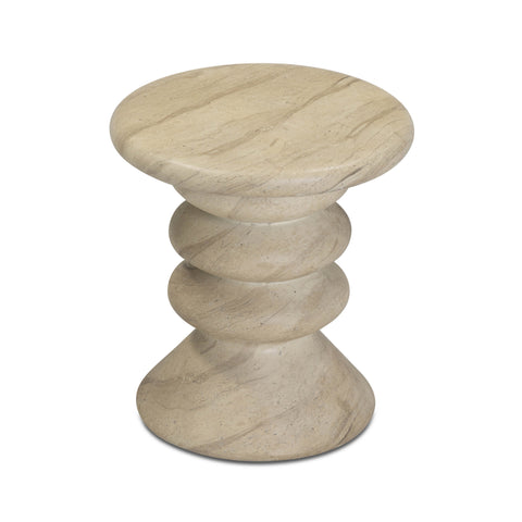 Colette Lucerne Faux Travertine Indoor/Outdoor Concrete Side Table - image 4