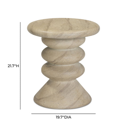 Colette Lucerne Faux Travertine Indoor/Outdoor Concrete Side Table - image 8
