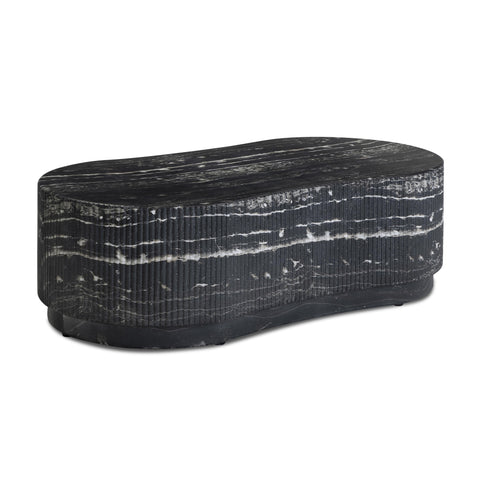 Valentina Laurent 47" Black Faux Marble Indoor/Outdoor Concrete Coffee Table - image 3